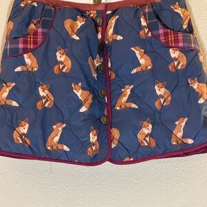 Girls Size 10 Finding Foxtale Blue Quilted Skirt with Fox Print